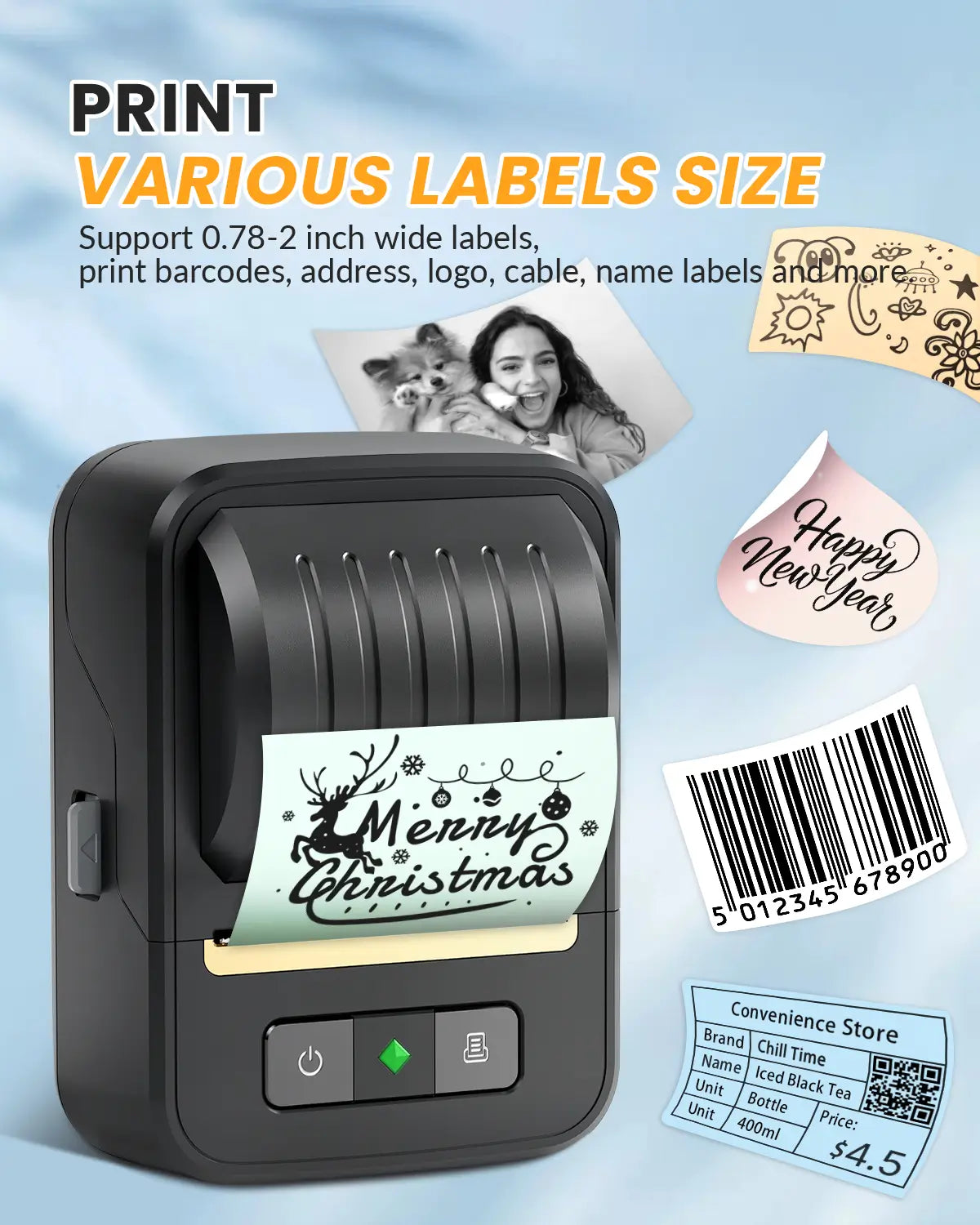 The next Bluetooth portable label maker supports printing widths between 0.78-2 inches