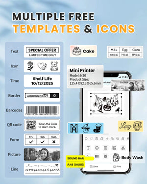 N20 label printer can print various labels such as text and icons