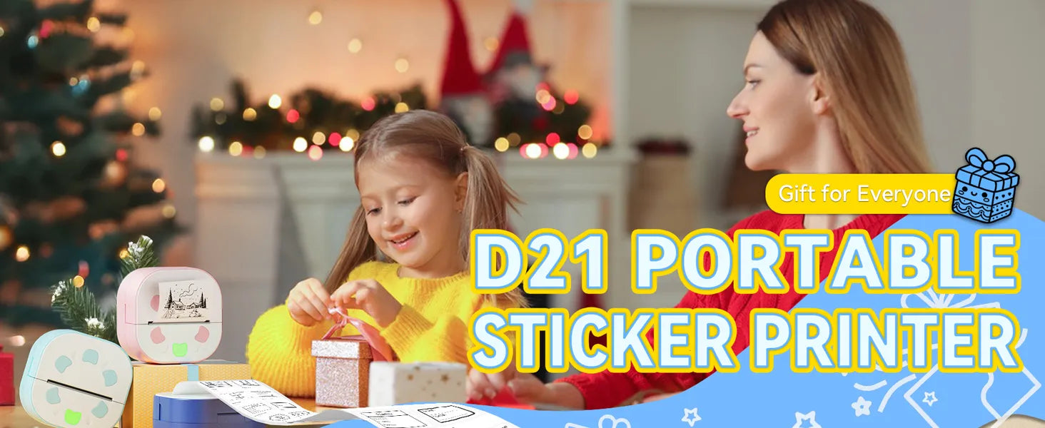 Ndyin D21 portable sticker printer adds a festive touch with custom labels, compact and easy to carry for holiday use.