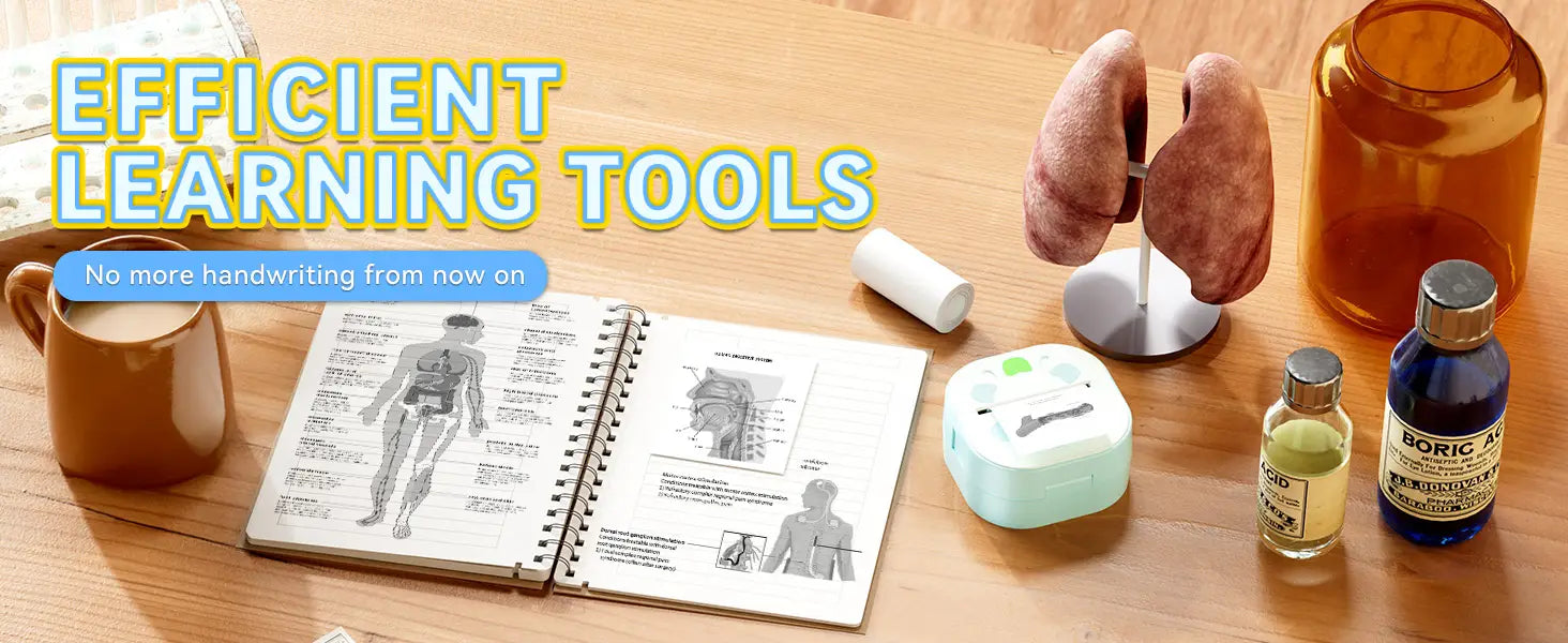 Print study notes and learning materials efficiently with the Ndyin D21 thermal printer and mini sticky paper rolls