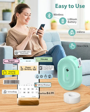 Ndyin N12 label printer offering multiple label sizes and styles, easy to customize and print