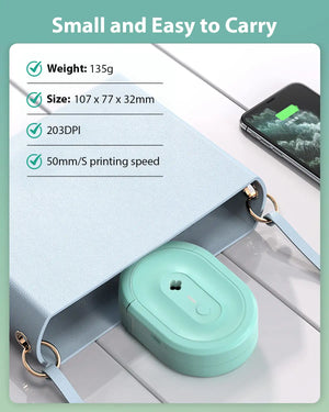 Ndyin N12 compact label printer fits easily in bags, perfect for on-the-go use