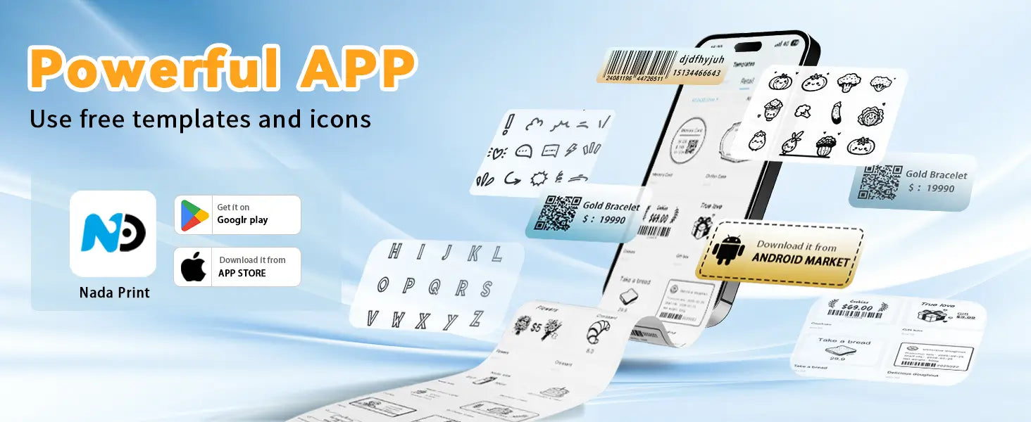 Nada Print offers free templates, icons, and QR code design features