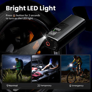 NDYIN cordless tire inflator with bright LED light for nighttime use