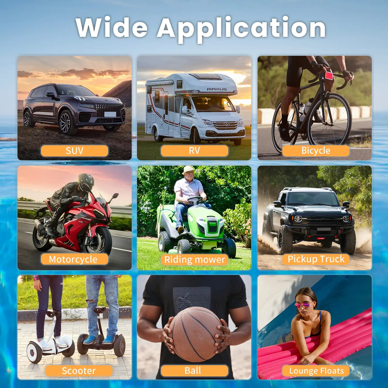 NDYIN air pump suitable for car, motorcycle, bicycle, sports gear, and more