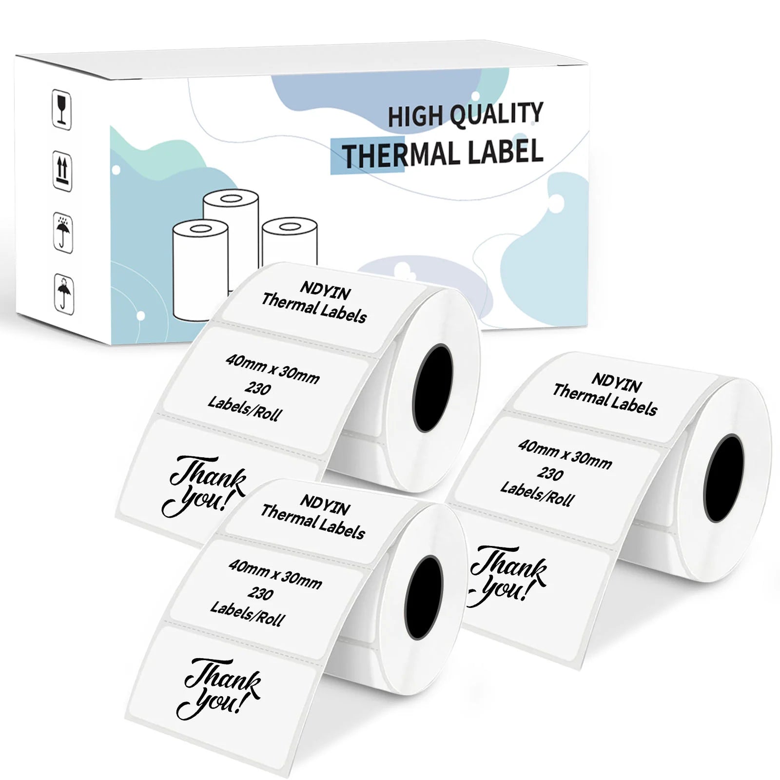 NDYIN 50x30mm White Thermal Label-3 Rolls
