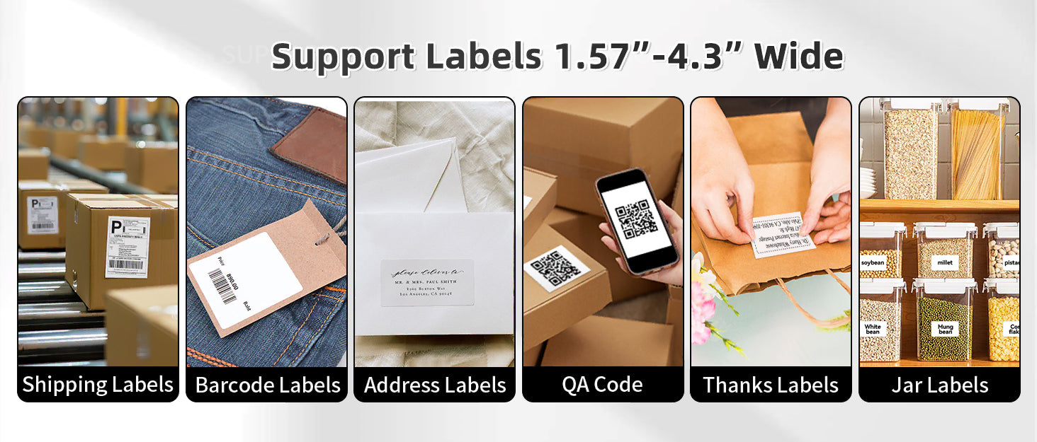 NADYIN Y812 prints labels 1.57 to 4.3 inches wide—perfect for shipping, barcodes, and more.
