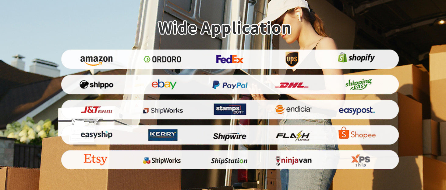 NDYIN Y812 label printer supports multiple platforms like Amazon, Etsy, eBay, UPS  and more.