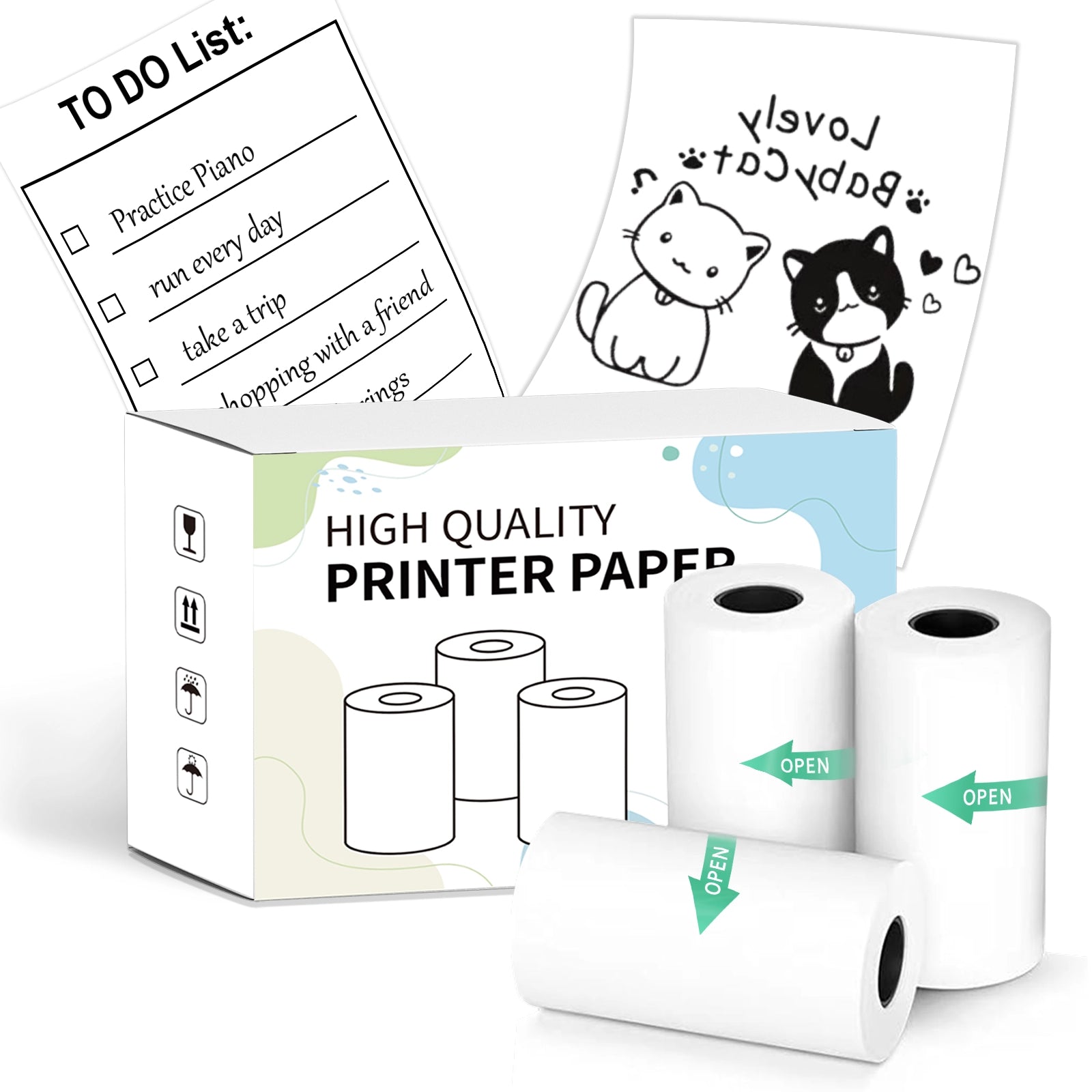 NDYIN 57mm White Sticker Thermal Paper-3 Rolls