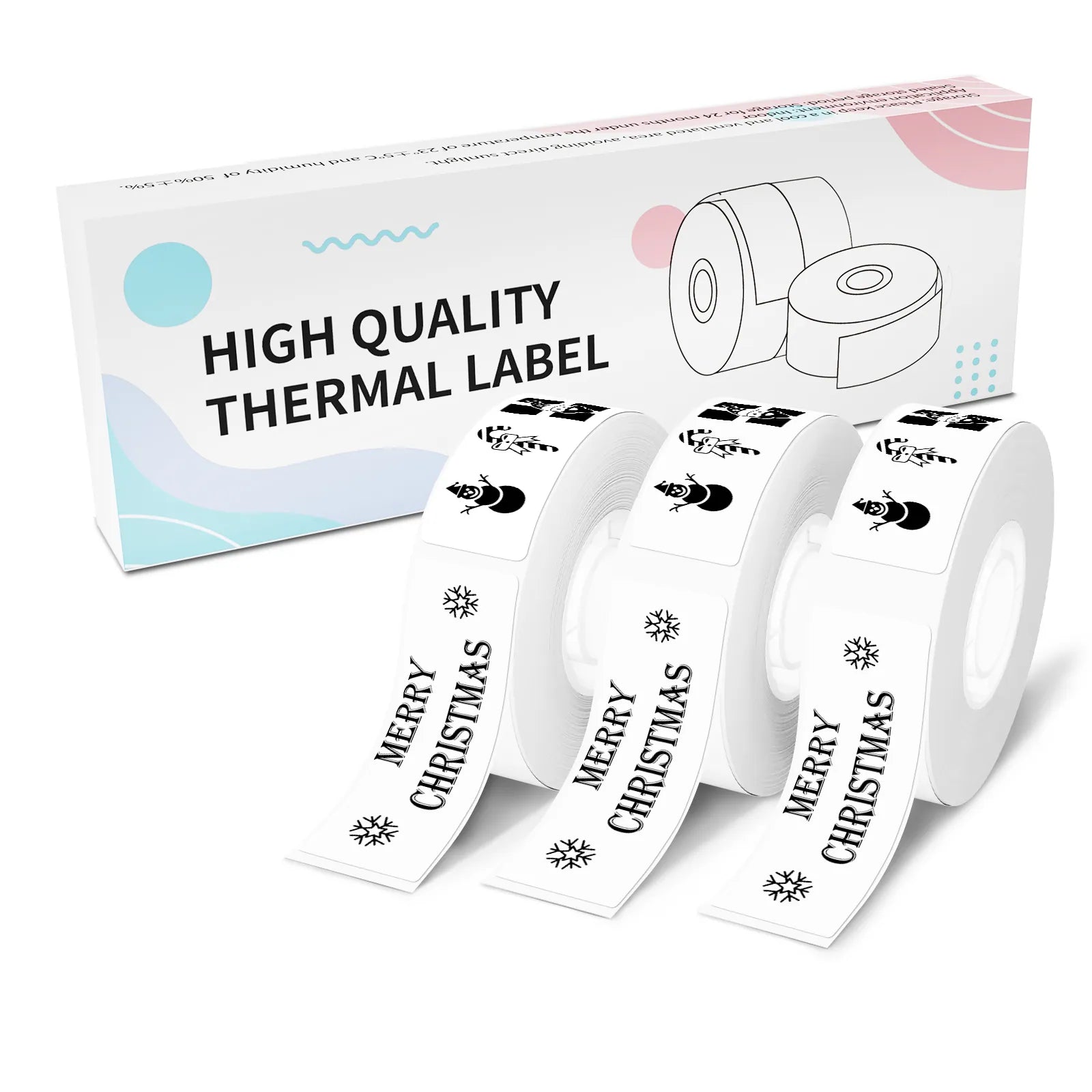 NDYIN 14x40mm (0.55″x1.57″) Blue/Pink/Yellow Rectangle Thermal Labels-3rolls
